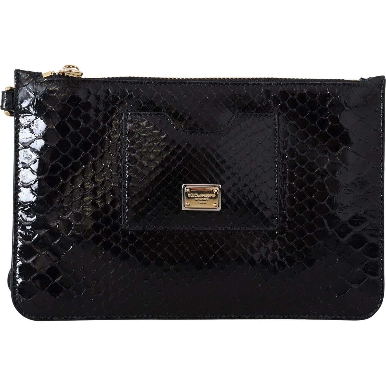 Dolce & Gabbana Black Leather Coin Purse Wristlet Mirror Agnese Wallet