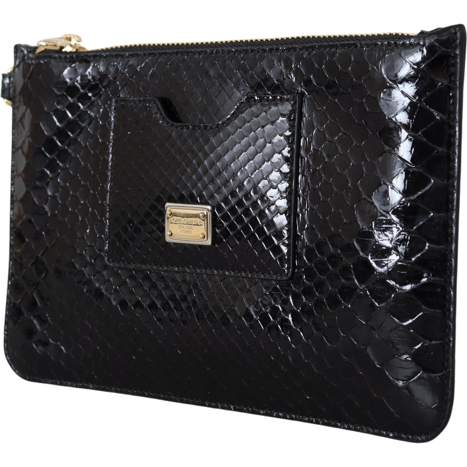 Dolce & Gabbana Black Leather Coin Purse Wristlet Mirror Agnese Wallet