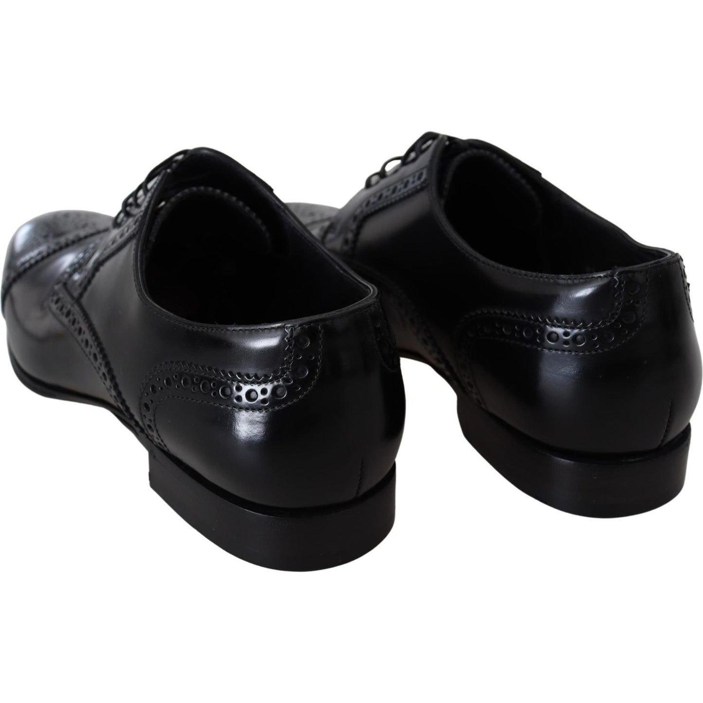 Dolce & Gabbana Black Leather Men Derby Formal Loafers Shoes MV3802 -39