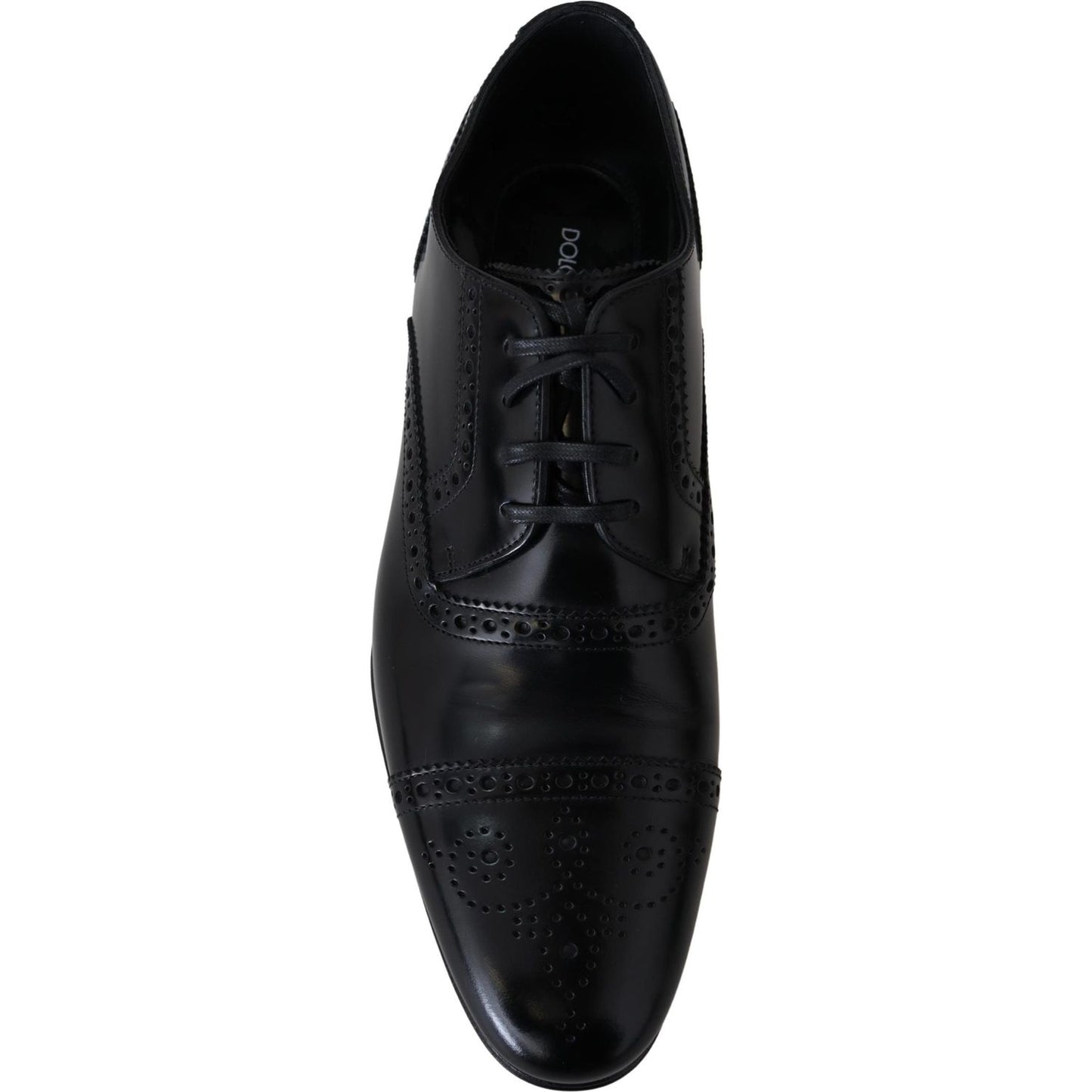 Dolce & Gabbana Black Leather Men Derby Formal Loafers Shoes MV3802 -39