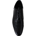 Dolce & Gabbana Black Leather Men Derby Formal Loafers Shoes MV3802 -39