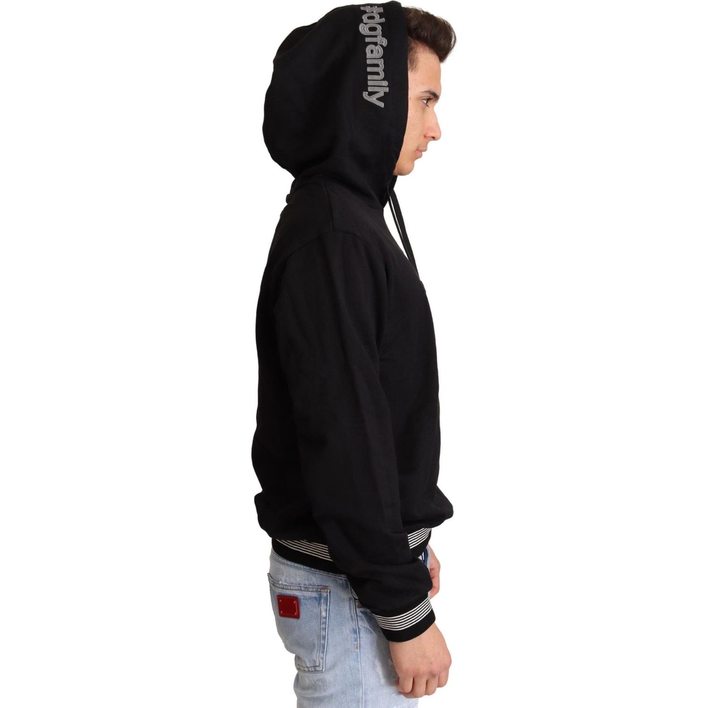 Dolce & Gabbana Black Cotton Hooded #dgfamily Sweater TSH6398-IT46