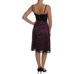 Dolce & Gabbana Purple Silk Stretch Black Lace A-Line Dress BIK097-40