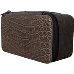 Dolce & Gabbana Gray Skin Leather Vanity Case Toiletry Shaving Bag VAS12718