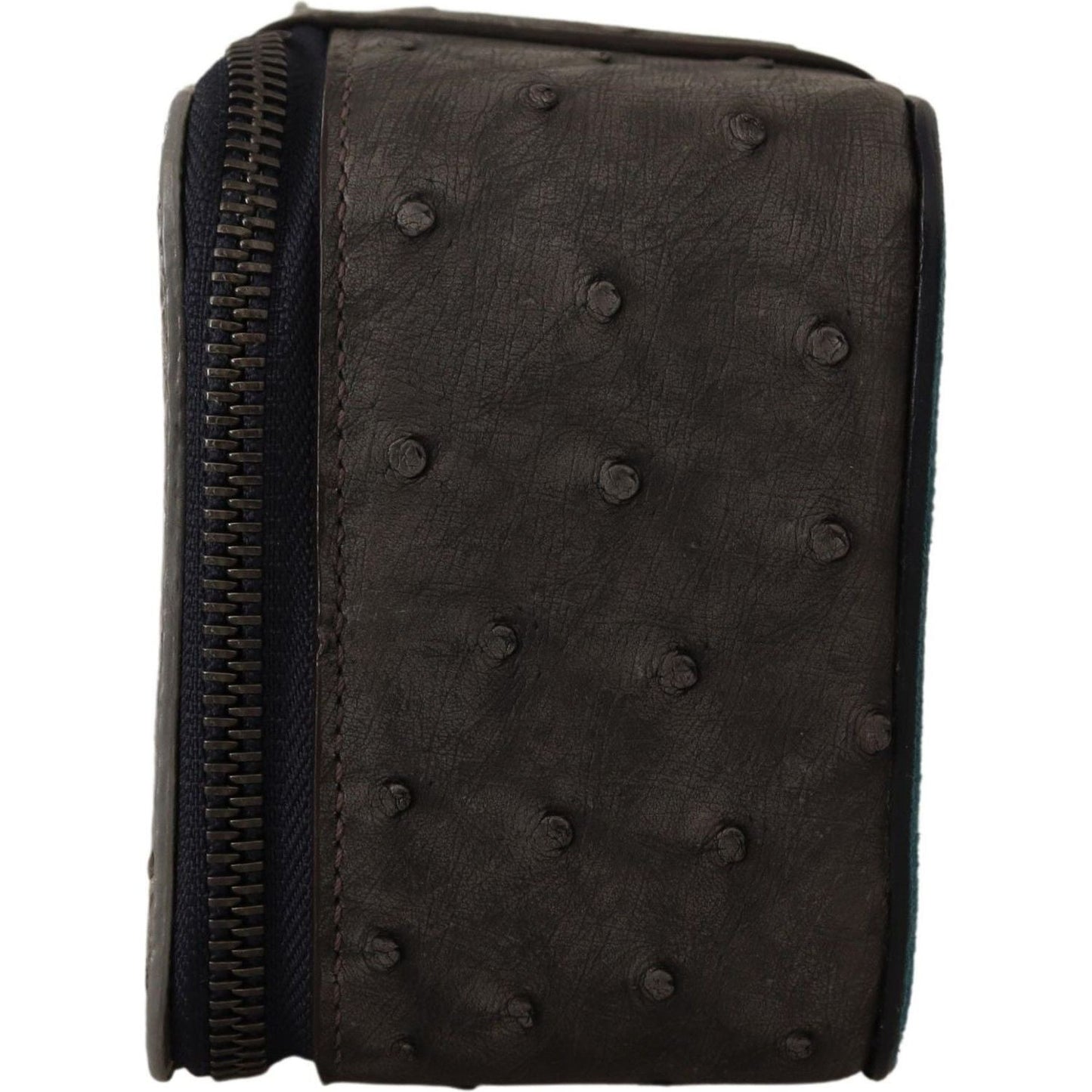 Dolce & Gabbana Gray Skin Leather Vanity Case Toiletry Shaving Bag VAS12718