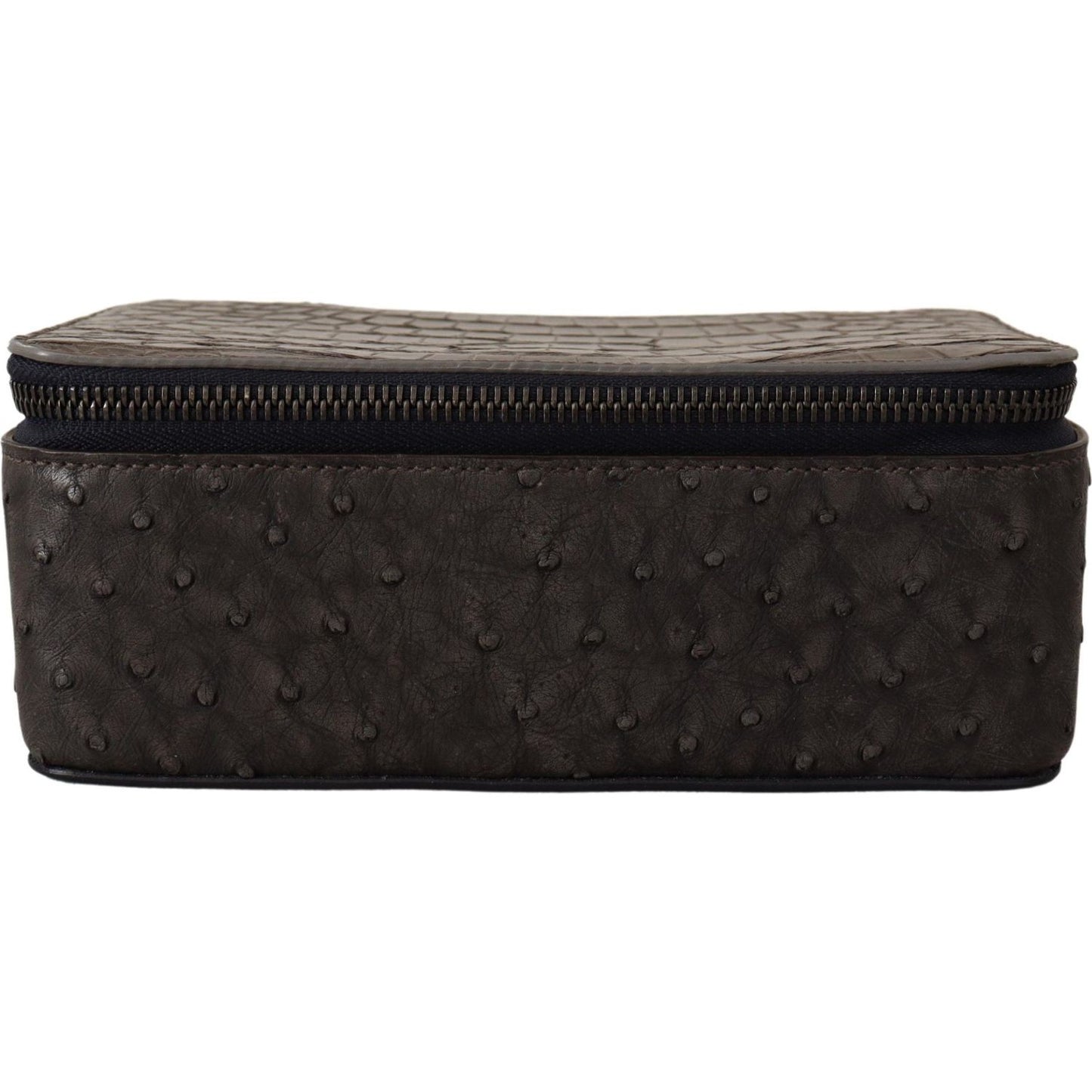 Dolce & Gabbana Gray Skin Leather Vanity Case Toiletry Shaving Bag VAS12718