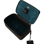 Dolce & Gabbana Gray Skin Leather Vanity Case Toiletry Shaving Bag VAS12718