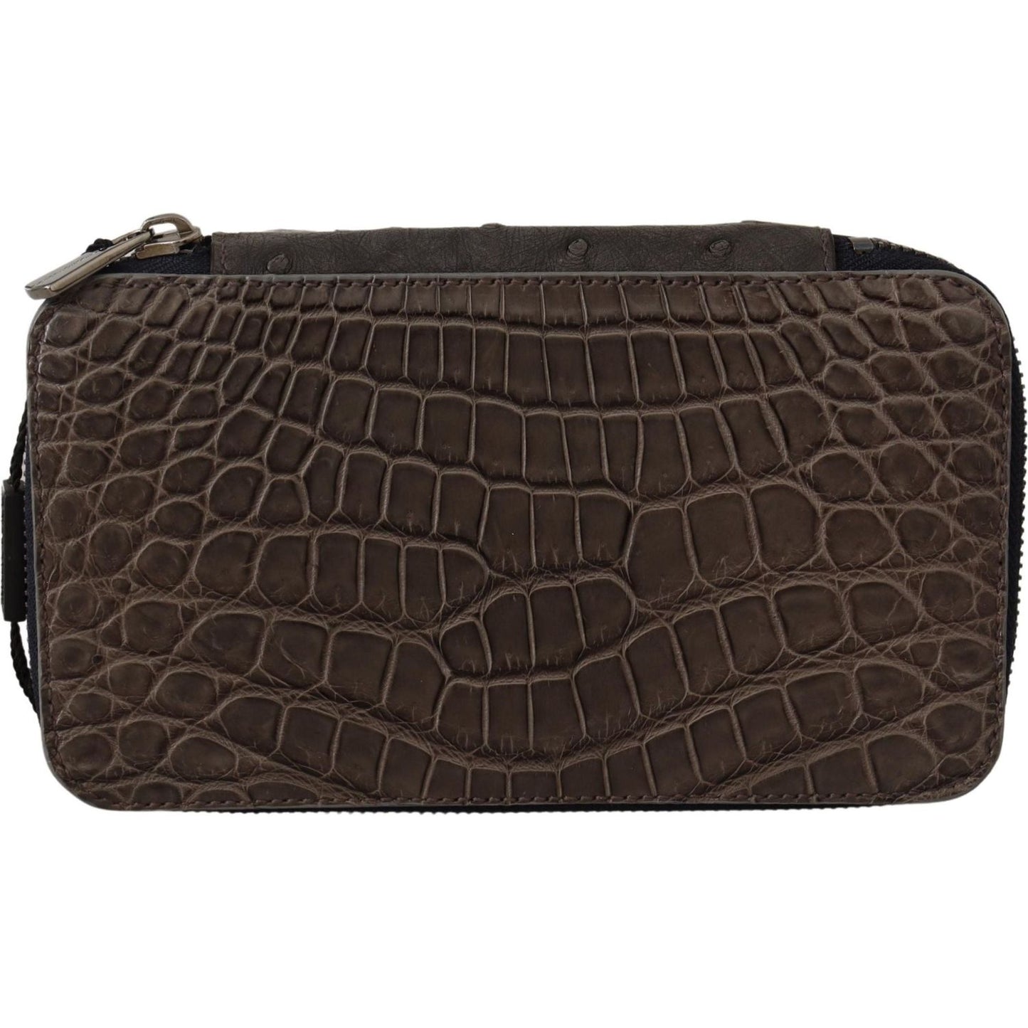 Dolce & Gabbana Gray Skin Leather Vanity Case Toiletry Shaving Bag VAS12718