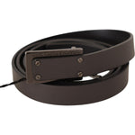 Costume National Dark Brown Leather Logo Buckle Belt BEL60993 -100