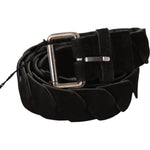 GF Ferre Elegant Black Waist Belt with Metal Buckle MAN BELTS GF Ferre Black
