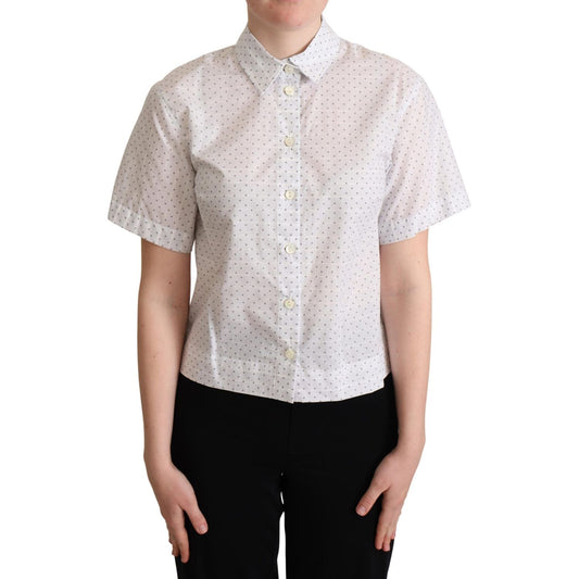 Dolce & Gabbana White Black Polka Dots Collar Blouse Shirt TSH5968 -40