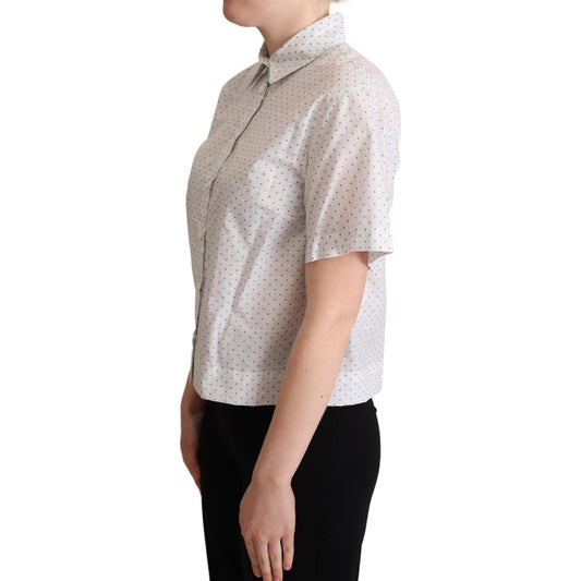 Dolce & Gabbana White Black Polka Dots Collar Blouse Shirt TSH5968 -40