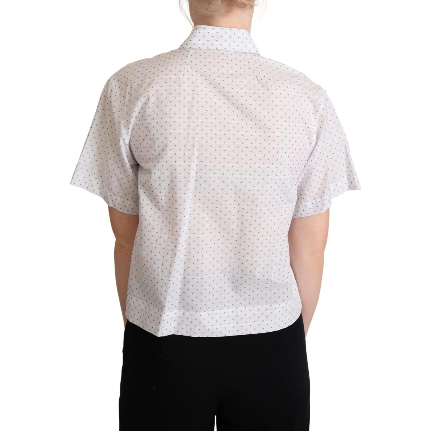 Dolce & Gabbana White Black Polka Dots Collar Blouse Shirt TSH5968 -40