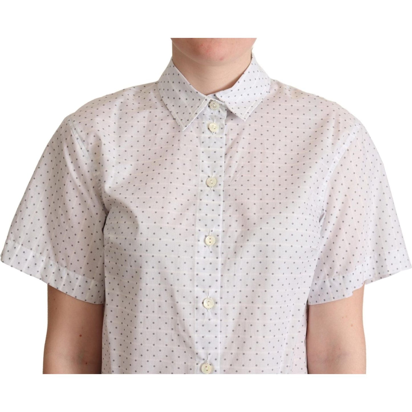 Dolce & Gabbana White Black Polka Dots Collar Blouse Shirt TSH5968 -40