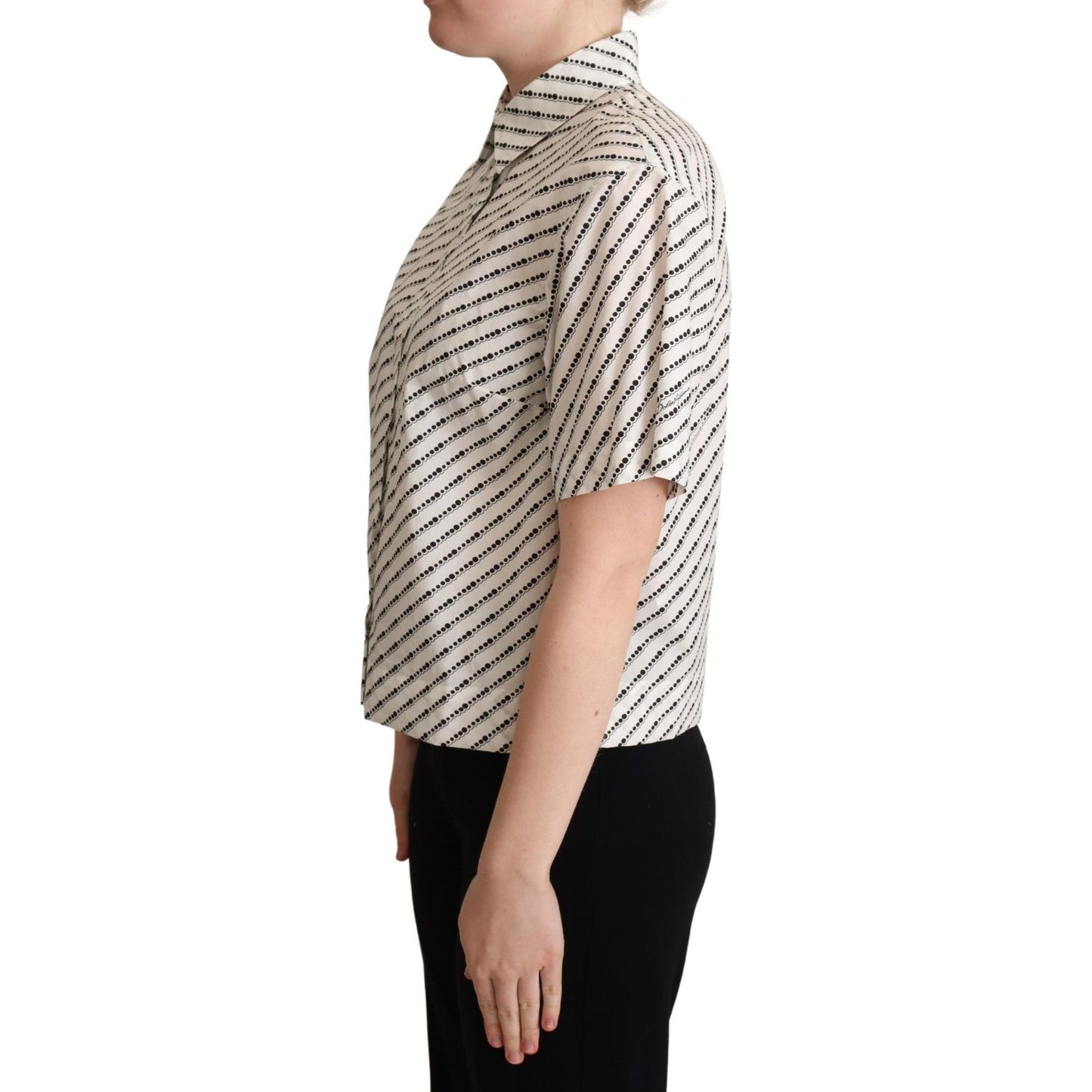 Dolce & Gabbana White Dotted Collared Blouse Shirt TSH5973 -42
