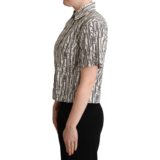 Dolce & Gabbana White Floral Collared Blouse Shirt TSH5974 -38
