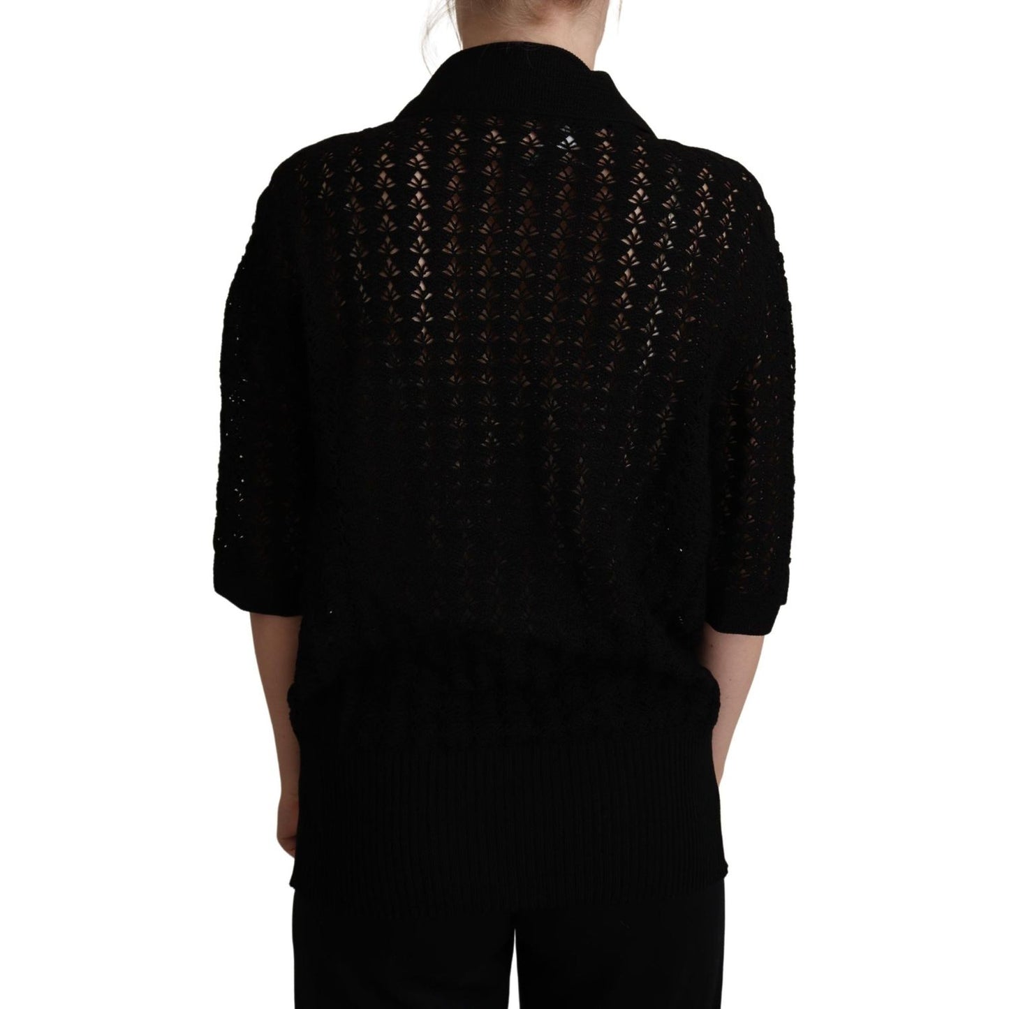 Dolce & Gabbana Black Embroidered Knitted Cotton Sweater TSH6762-44