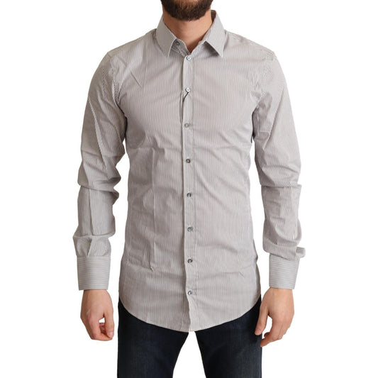 Dolce & Gabbana Gray Cotton Slim Fit Mens SICILY Shirt TSH6432 -38