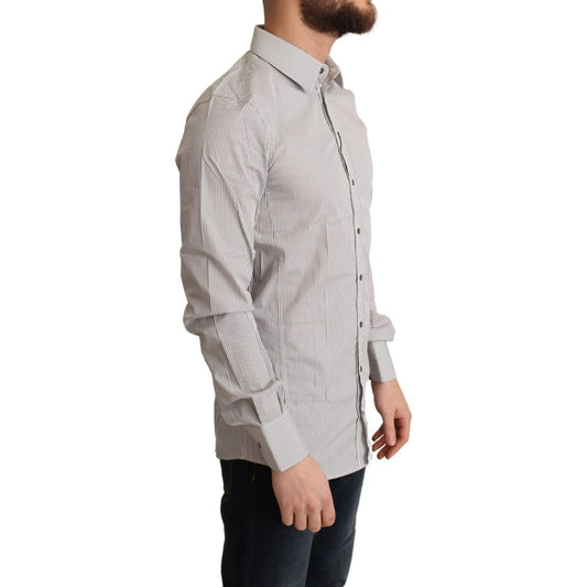 Dolce & Gabbana Gray Cotton Slim Fit Mens SICILY Shirt TSH6432 -38