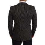 Dolce & Gabbana Elegant Black Striped Virgin Wool Blazer Dolce & Gabbana Black