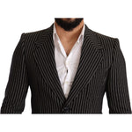 Dolce & Gabbana Elegant Black Striped Virgin Wool Blazer Dolce & Gabbana Gray