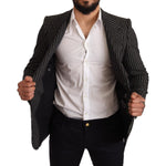 Dolce & Gabbana Elegant Black Striped Virgin Wool Blazer Dolce & Gabbana Black