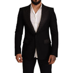 Dolce & Gabbana Black Wool Slim Fit Coat Blazer Jacket JKT2867-48