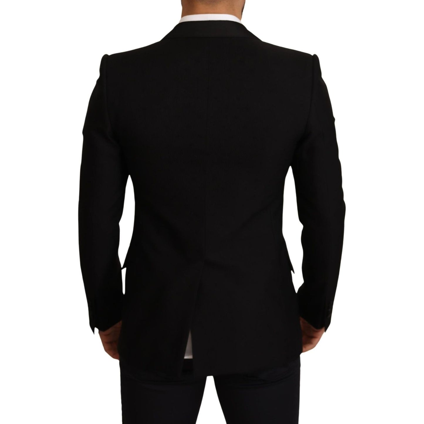 Dolce & Gabbana Black Wool Slim Fit Coat Blazer Jacket JKT2867-48