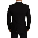 Dolce & Gabbana Black Wool Slim Fit Coat Blazer Jacket JKT2867-48