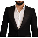 Dolce & Gabbana Black Wool Slim Fit Coat Blazer Jacket JKT2867-48