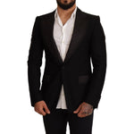 Dolce & Gabbana Black Wool Slim Fit Coat Blazer Jacket JKT2867-48