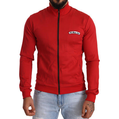 Dolce & Gabbana Red DG Motor Club Zipper Stretch Sweater MAN SWEATERS