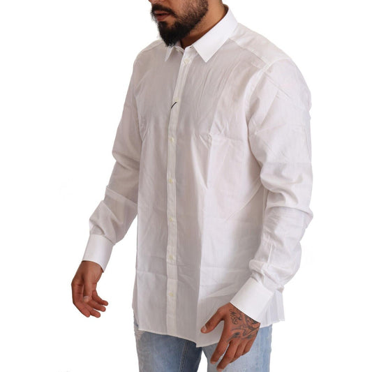 Dolce & Gabbana White Cotton Slim Fit Men MARTINI Shirt TSH6552 -44