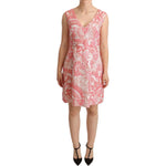 Dolce & Gabbana Pink Floral Jacquard Pleated Sheath Dress DR28103 -40