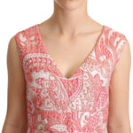 Dolce & Gabbana Pink Floral Jacquard Pleated Sheath Dress DR28103 -40