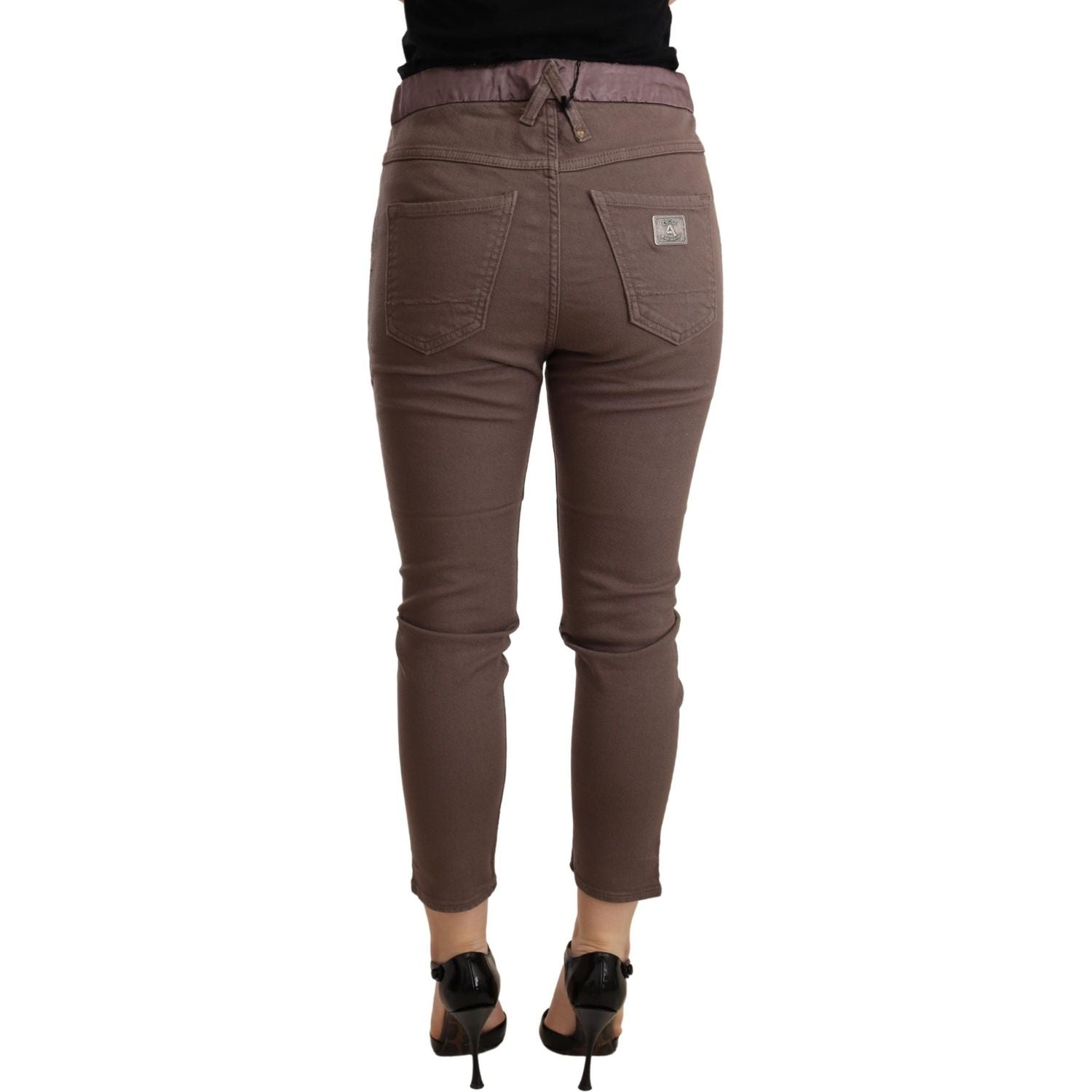 CYCLE Brown Mid Waist Cropped Skinny Stretch Trouser