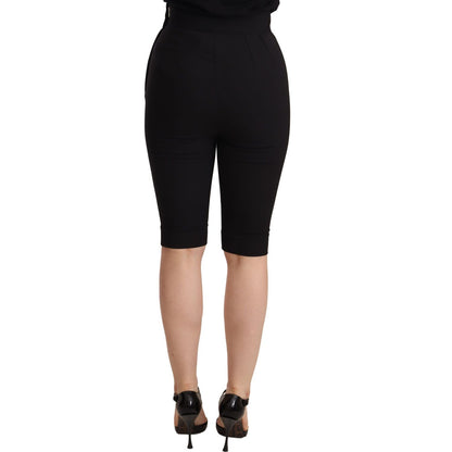 Dolce & Gabbana Black Wool Stretch Slim Fit High Waist Shorts Shorts
