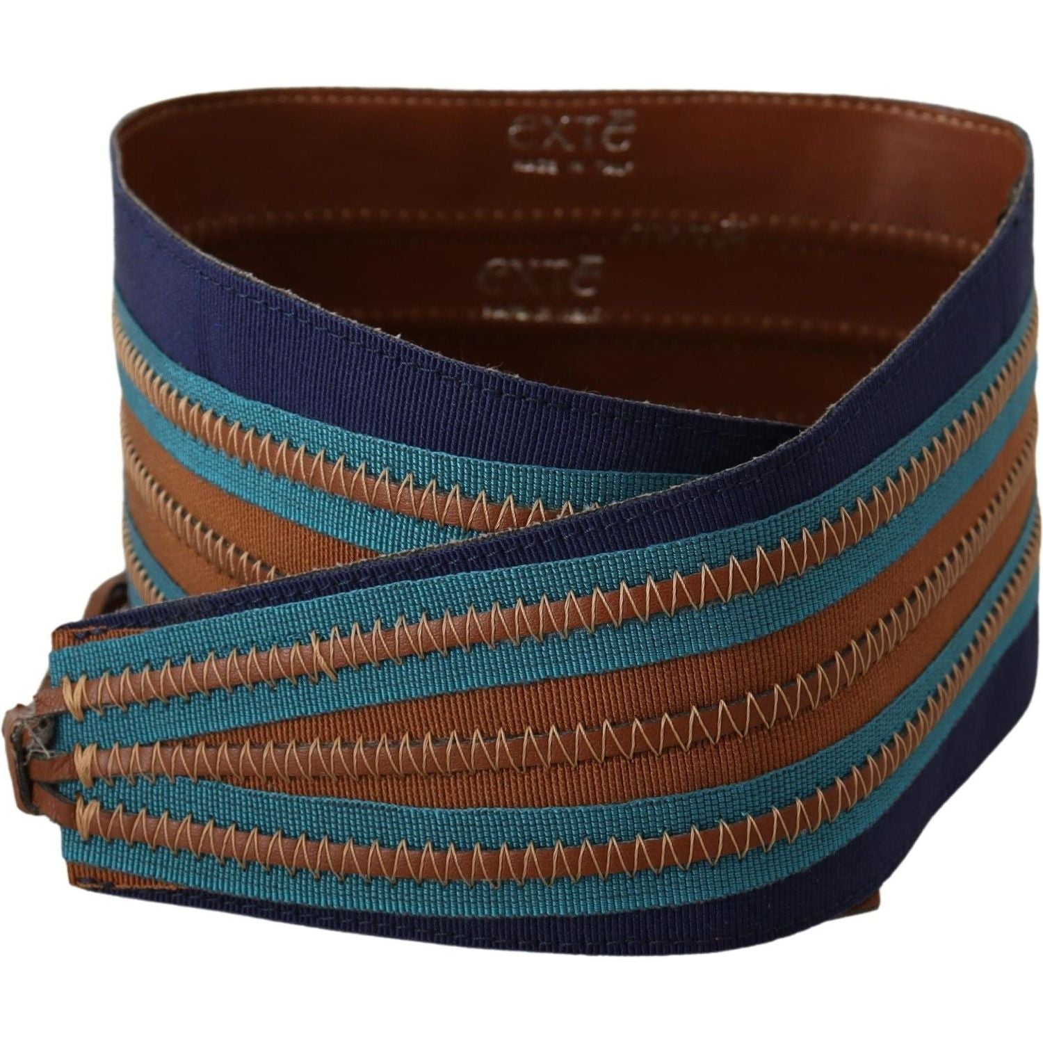 Exte Brown Leather Wide Waistband Tie Fastening Belt