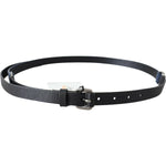 Costume National Black Blue Leather Silver Logo Belt PAN71802- 85