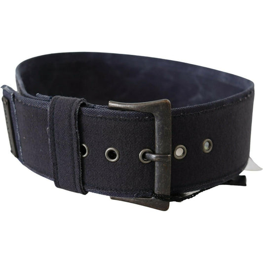 Ermanno Scervino Black Navy Blue Wide Square Rustic Buckle Belt BEL8106- 70