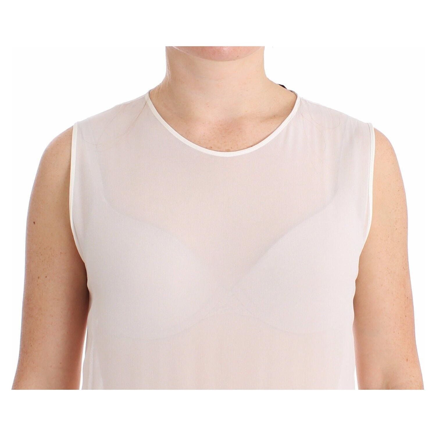 Koonhor White Pleated Bottom Tank Sheath Transparent Dress