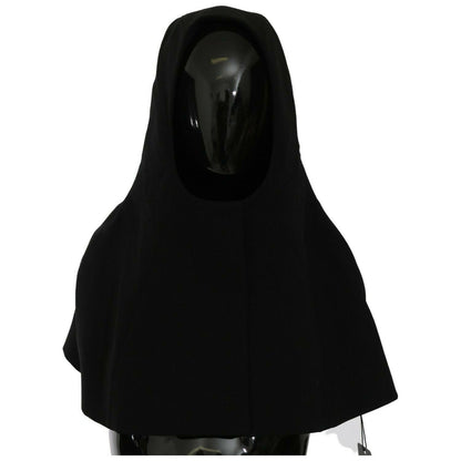 Dolce & Gabbana Black Wool Whole Head Hooded Scarf Hat Hood Scarf