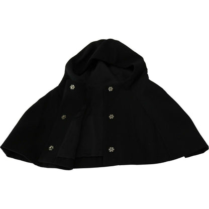 Dolce & Gabbana Black Wool Whole Head Hooded Scarf Hat Hood Scarf
