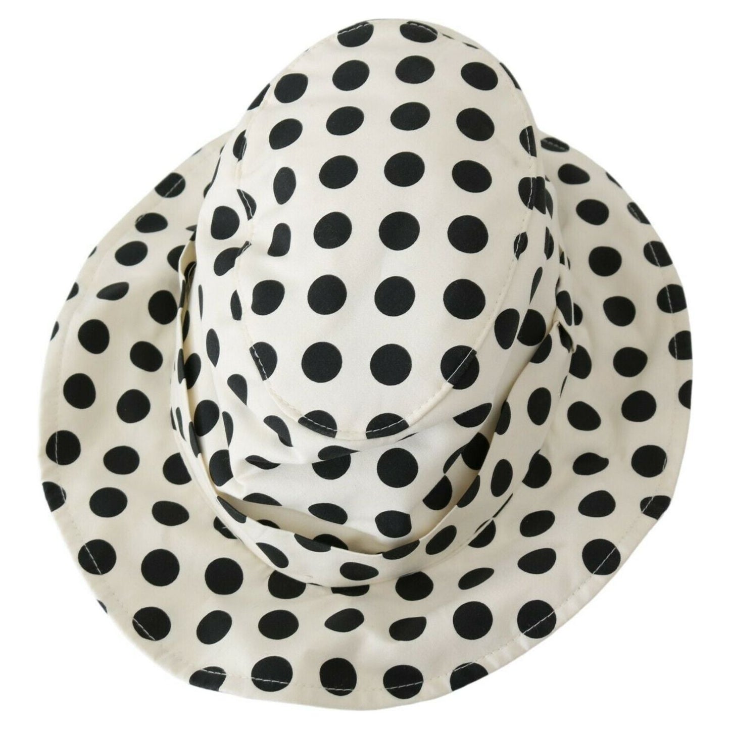 Dolce & Gabbana White 100% Cotton Polka Dot Design Trilby Hat HAT20068-60