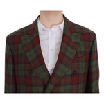 BENCIVENGA Elegant Checkered Double-Breasted Wool Blazer Blazer Jacket BENCIVENGA Dark Slate Gray