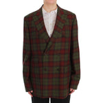BENCIVENGA Elegant Checkered Double-Breasted Wool Blazer Blazer Jacket BENCIVENGA Dark Slate Gray