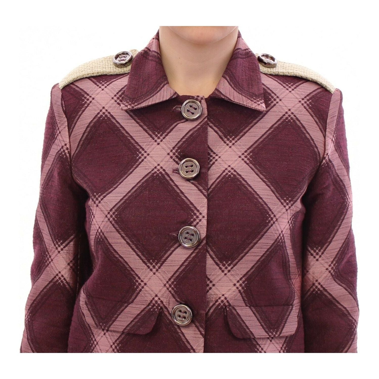 House of Holland Check Trench Coat Blazer Purple Jacket