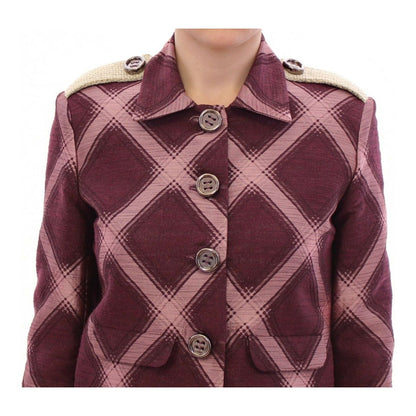 House of Holland Check Trench Coat Blazer Purple Jacket WOMAN COATS & JACKETS