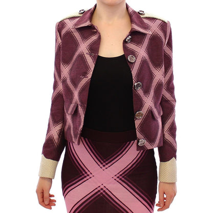 House of Holland Check Trench Coat Blazer Purple Jacket WOMAN COATS & JACKETS