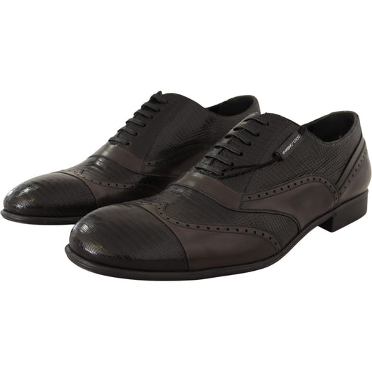 Dolce & Gabbana Brown Lizard Skin Leather Oxford Dress Shoes MV458 -44